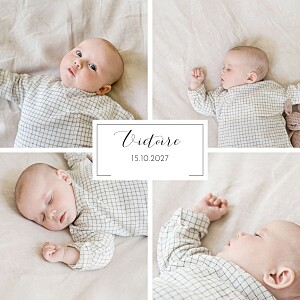 Faire-part de naissance avec dorure feuille d'or (cartouche) blanc Faire-part de naissance avec dorure feuille d'or (cartouche) blanc
