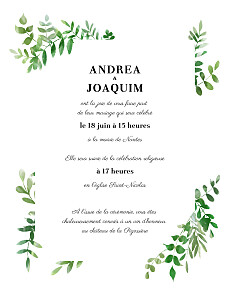 Faire-part de mariage marguerite courtieu sous la pergola (portrait) vert Faire-part de mariage marguerite courtieu sous la pergola (portrait) vert