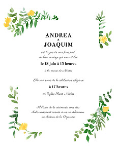 Faire-part de mariage jaune sous la pergola (portrait) jaune Faire-part de mariage jaune sous la pergola (portrait) jaune