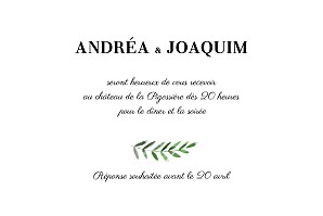 Carton d'invitation mariage sans photo sous la pergola (paysage) vert Carton d'invitation mariage sans photo sous la pergola (paysage) vert