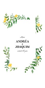 Menu de mariage jaune sous la pergola jaune Menu de mariage jaune sous la pergola jaune