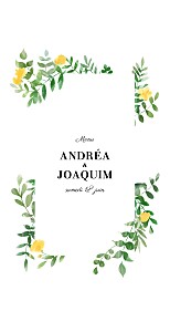 Menu de mariage jaune sous la pergola (4 pages) jaune Menu de mariage jaune sous la pergola (4 pages) jaune