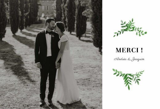 Carte de remerciement mariage Sous la pergola (paysage) vert - Recto Carte de remerciement mariage Sous la pergola (paysage) vert - Recto