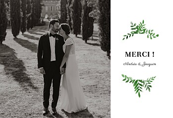 Carte de remerciement mariage sous la pergola (paysage) vert Carte de remerciement mariage sous la pergola (paysage) vert