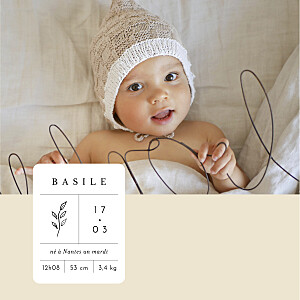 Faire-part de naissance beige étiquette illustrée (4 pages) beige Faire-part de naissance beige étiquette illustrée (4 pages) beige