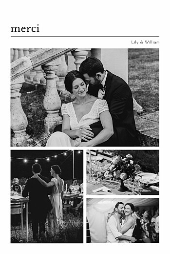 Carte de remerciement mariage Édito (multi photos) blanc - Recto