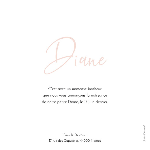 Faire-part de naissance Pastille rose - Verso Faire-part de naissance Pastille rose - Verso