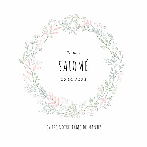 Faire-part de baptême ronde des prés vert/rose Faire-part de baptême ronde des prés vert/rose