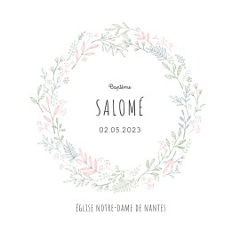 Faire-part de baptême Ronde des prés vert/rose
