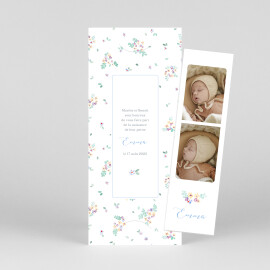 Faire-part de naissance Jardin de primevères (marque-page) blanc