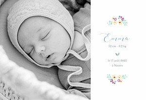 Faire-part de naissance fille jardin de primevères (paysage) blanc Faire-part de naissance fille jardin de primevères (paysage) blanc