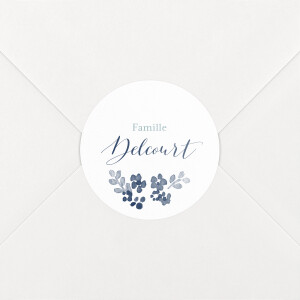 Stickers pour enveloppes naissance Jardin de primevères bleu