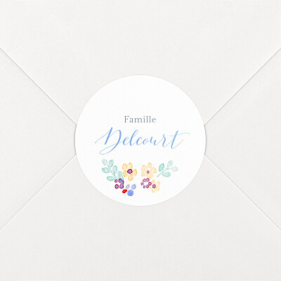 Stickers pour enveloppes naissance blanc jardin de primevères blanc Stickers pour enveloppes naissance blanc jardin de primevères blanc