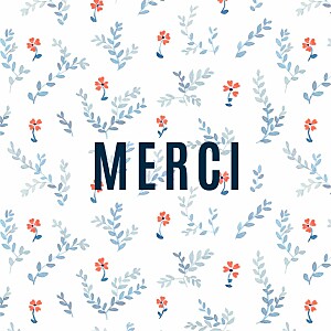 Carte de remerciement sans photo jardin de capucines bleu Carte de remerciement sans photo jardin de capucines bleu