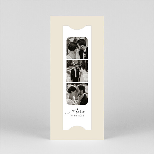 Carte de remerciement mariage Tendre innocence (marque-page) beige - Vue 2 Carte de remerciement mariage Tendre innocence (marque-page) beige - Vue 2