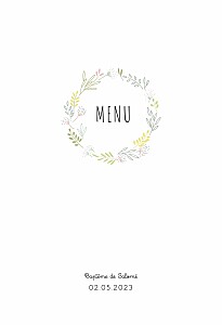 Menu de baptême jaune ronde des prés vert/jaune Menu de baptême jaune ronde des prés vert/jaune
