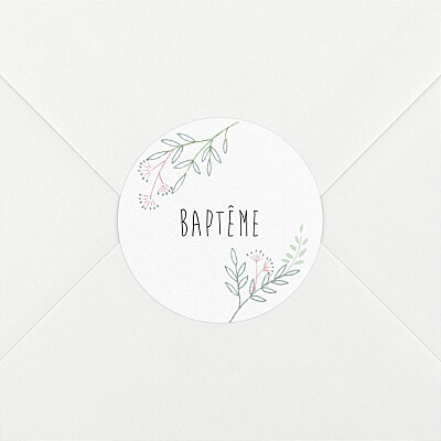 Stickers pour enveloppes baptême rose ronde des prés rose Stickers pour enveloppes baptême rose ronde des prés rose