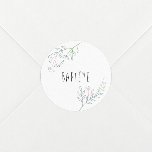 Stickers pour enveloppes baptême Ronde des prés rose - Vue 1