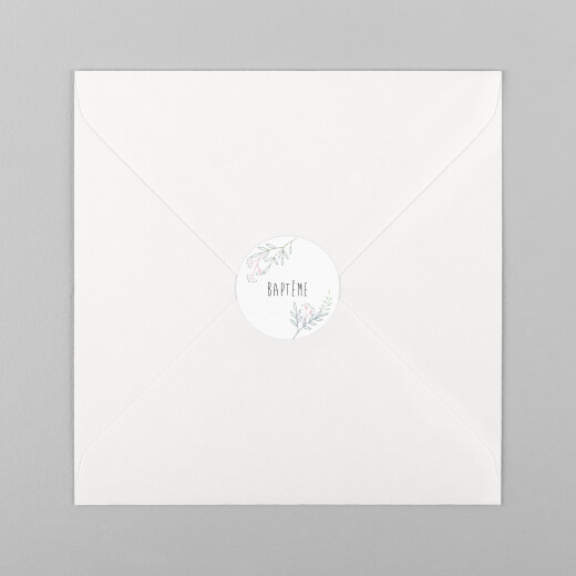 Stickers pour enveloppes baptême Ronde des prés rose - Vue 2
