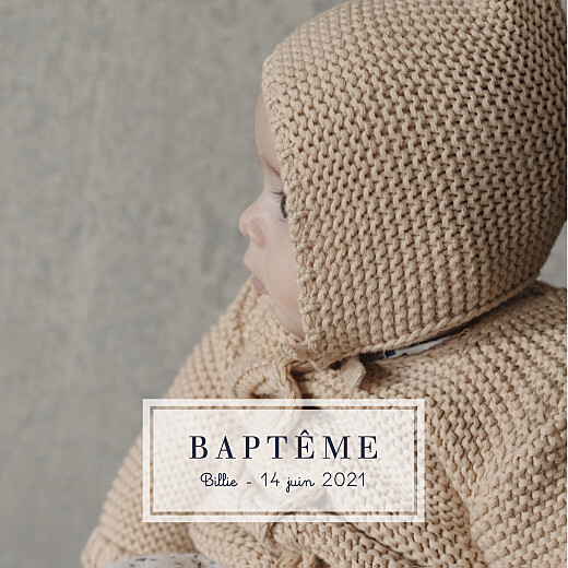 Faire-part de baptême Petite étiquette blanc - Recto Faire-part de baptême Petite étiquette blanc - Recto