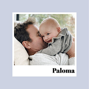 Faire-part de naissance tendance petit polaroïd (carré) bleu Faire-part de naissance tendance petit polaroïd (carré) bleu