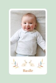 Faire-part de naissance Liberty lapin (portrait) aqua Faire-part de naissance Liberty lapin (portrait) aqua