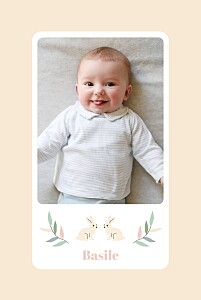 Faire-part de naissance orange liberty lapin (portrait) beige Faire-part de naissance orange liberty lapin (portrait) beige