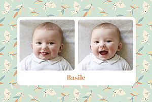Faire-part de naissance motifs liberty lapin (paysage) aqua Faire-part de naissance motifs liberty lapin (paysage) aqua
