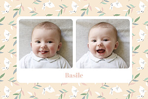 Faire-part de naissance beige liberty lapin (paysage) beige Faire-part de naissance beige liberty lapin (paysage) beige