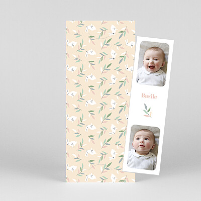 Faire-part de naissance beige liberty lapin (marque-page) beige Faire-part de naissance beige liberty lapin (marque-page) beige