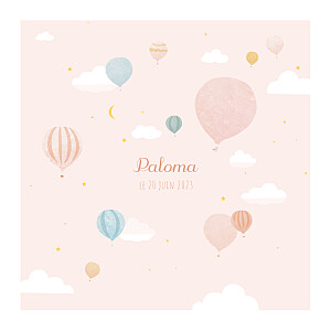 Faire-part de naissance étoile petites montgolfières rose Faire-part de naissance étoile petites montgolfières rose