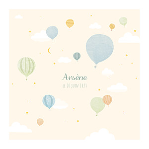 Faire-part de naissance bleu petites montgolfières bleu Faire-part de naissance bleu petites montgolfières bleu