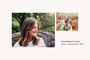 Faire-part de communion fille jeune pousse (dorure) beige Faire-part de communion fille jeune pousse (dorure) beige