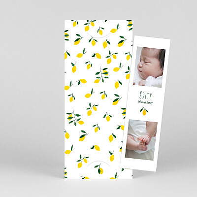 Faire-part de naissance original agrumes crayonnées (marque-page) citron Faire-part de naissance original agrumes crayonnées (marque-page) citron