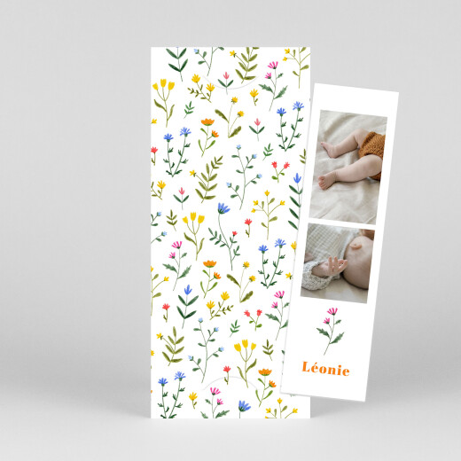 Faire-part de naissance Fleurs sauvages (marque-page) blanc - Vue 1 Faire-part de naissance Fleurs sauvages (marque-page) blanc - Vue 1
