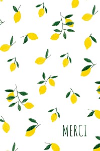 Carte de remerciement Agrumes crayonnés citrons