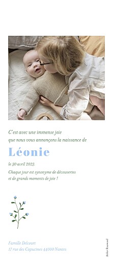 Faire-part de naissance Petite fleur sauvage blanc - Verso Faire-part de naissance Petite fleur sauvage blanc - Verso
