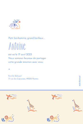 Faire-part de naissance Douce savane (portrait) beige - Verso Faire-part de naissance Douce savane (portrait) beige - Verso
