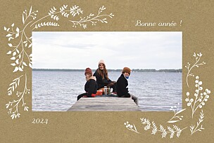Carte de voeux beige brins d'hiver (paysage) kraft Carte de voeux beige brins d'hiver (paysage) kraft