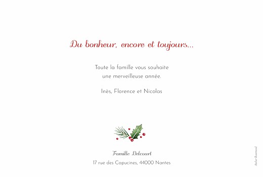 Carte de voeux Houx d'hiver - Verso Carte de voeux Houx d'hiver - Verso