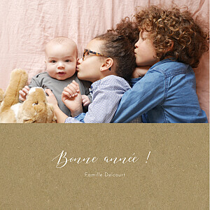 Carte de voeux blanc feuille d'or (dorure) kraft Carte de voeux blanc feuille d'or (dorure) kraft