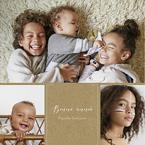 Carte de voeux beige feuille d'or kraft Carte de voeux beige feuille d'or kraft