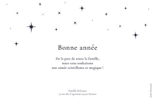 Carte de voeux Sous les étoiles (dorure) blanc - Verso