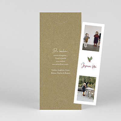 Carte de voeux beige un air de fête (marque page) kraft Carte de voeux beige un air de fête (marque page) kraft