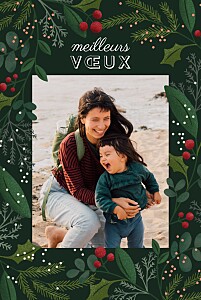 Carte de voeux rouge baies d'hiver Carte de voeux rouge baies d'hiver