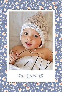 Faire-part de naissance bleu mon premier liberty (portrait) bleu Faire-part de naissance bleu mon premier liberty (portrait) bleu