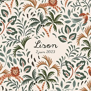 Faire-part de naissance garçon petite jungle (triptyque) vert Faire-part de naissance garçon petite jungle (triptyque) vert