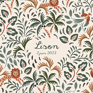 Faire-part de naissance beige petite jungle (triptyque) beige Faire-part de naissance beige petite jungle (triptyque) beige