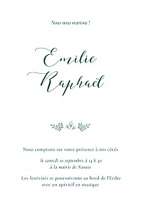 Faire-part de mariage traditionnel ronde des prés simple vert Faire-part de mariage traditionnel ronde des prés simple vert
