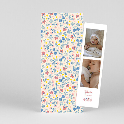 Faire-part de naissance garçon mon premier liberty (marque-page) rose Faire-part de naissance garçon mon premier liberty (marque-page) rose